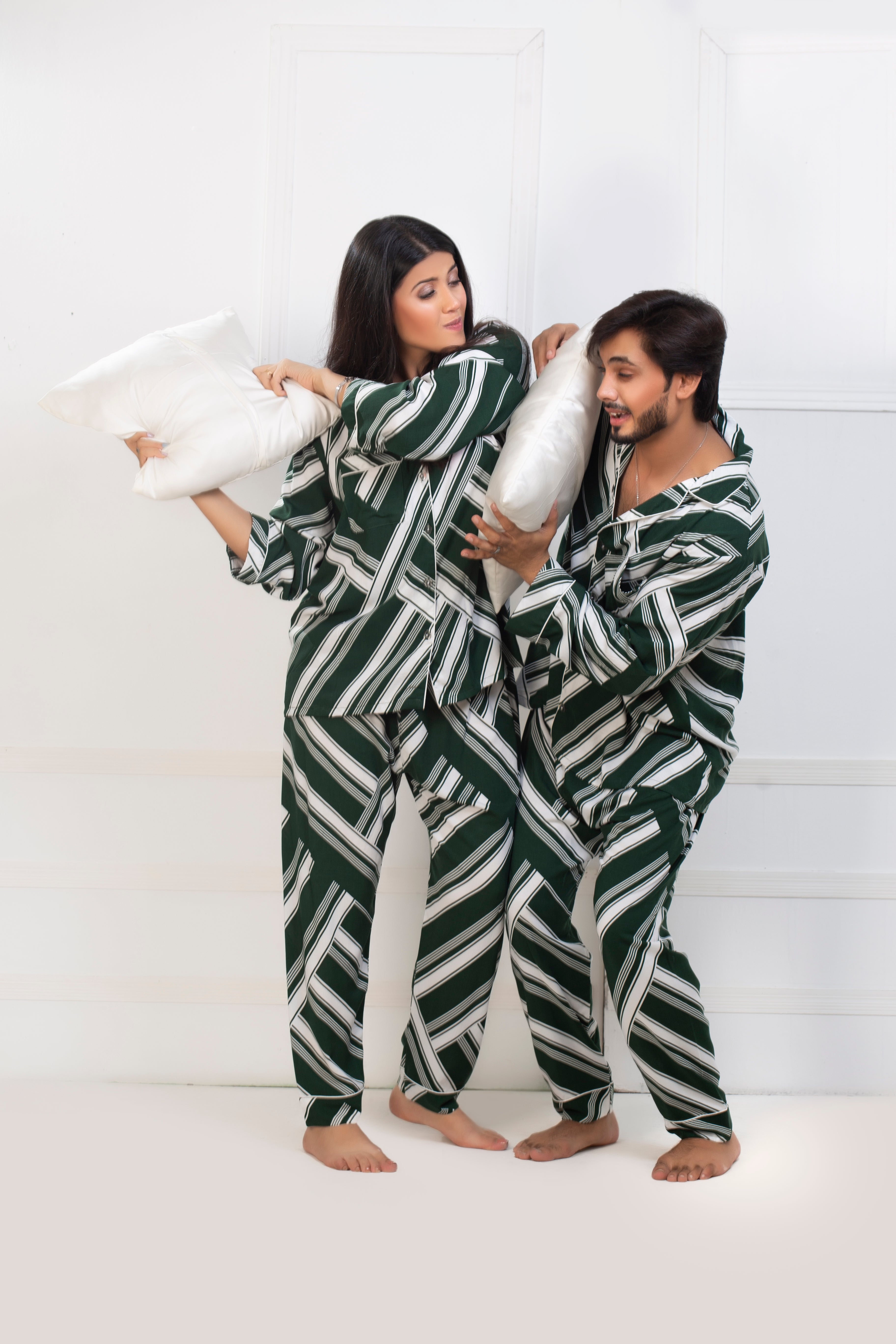 Green Stripe Night Suit Main image