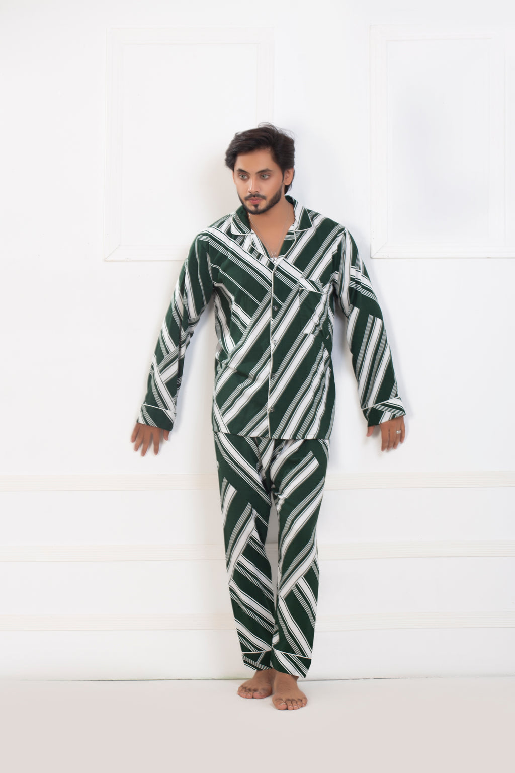 Green Stripe Night Suit