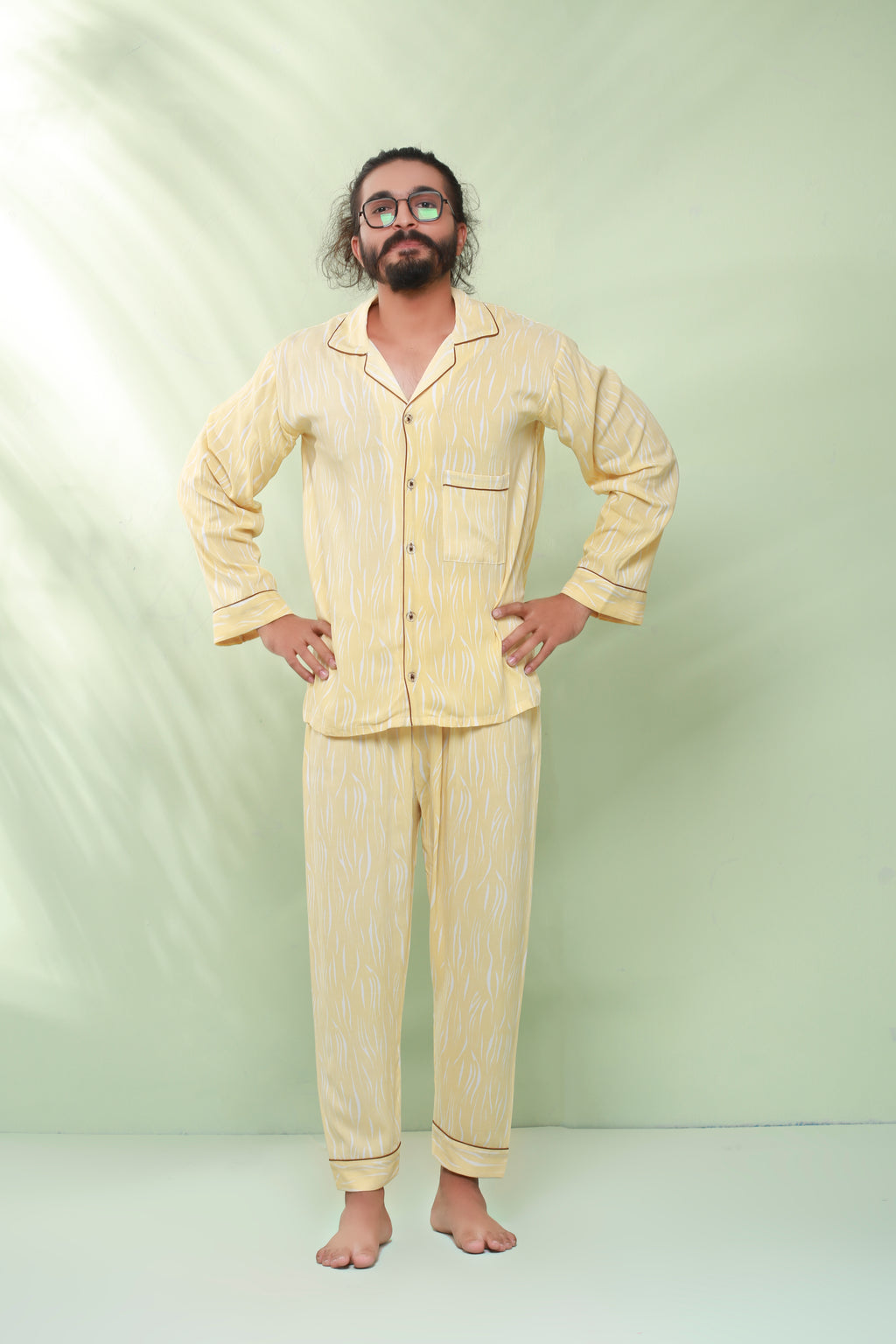 Yellow Night Suit For Men's