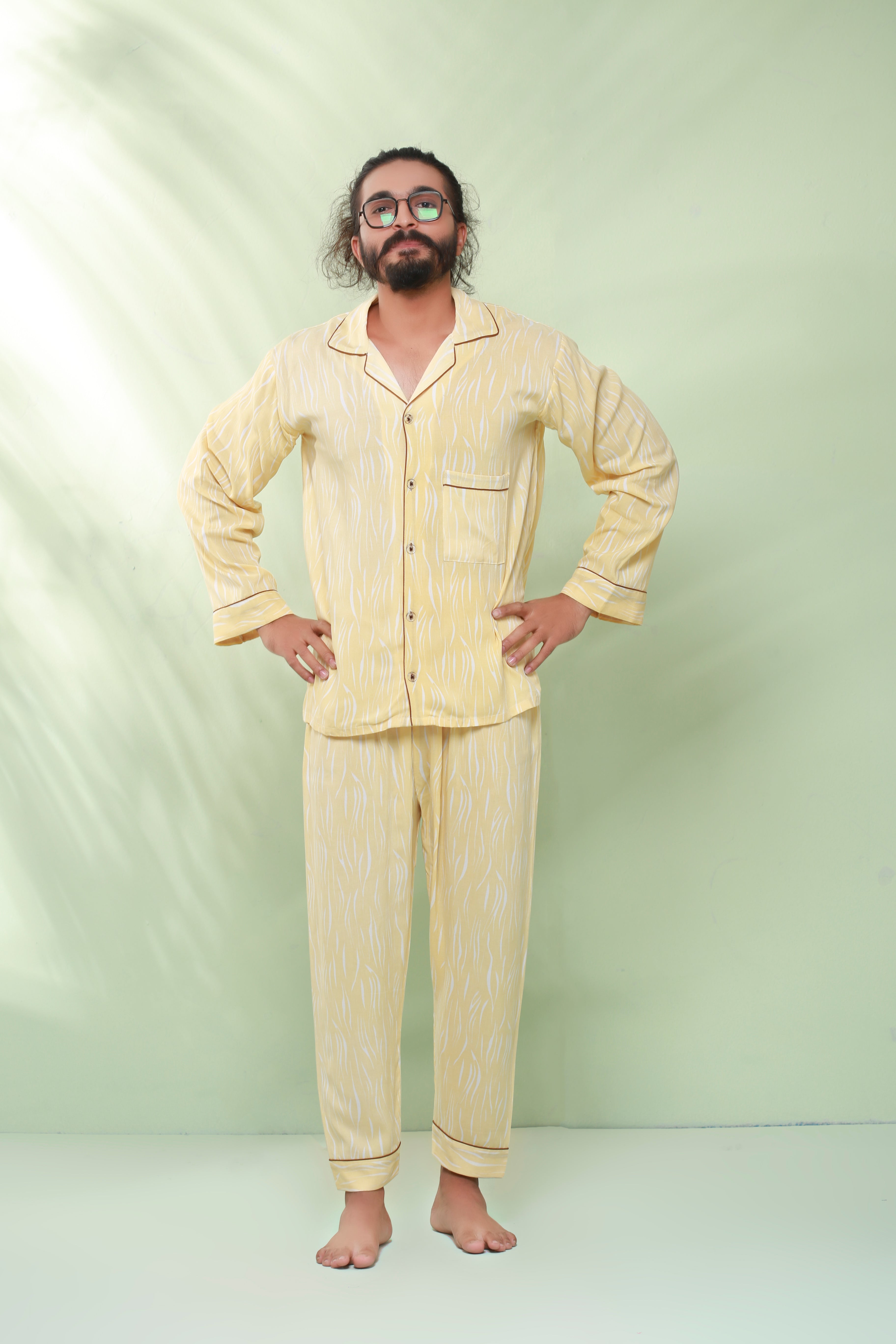 Yellow Night Suit For Men's