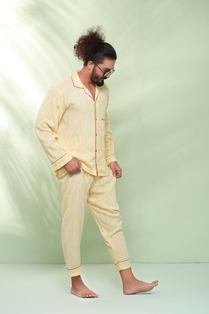 Yellow Night Suit For Men's