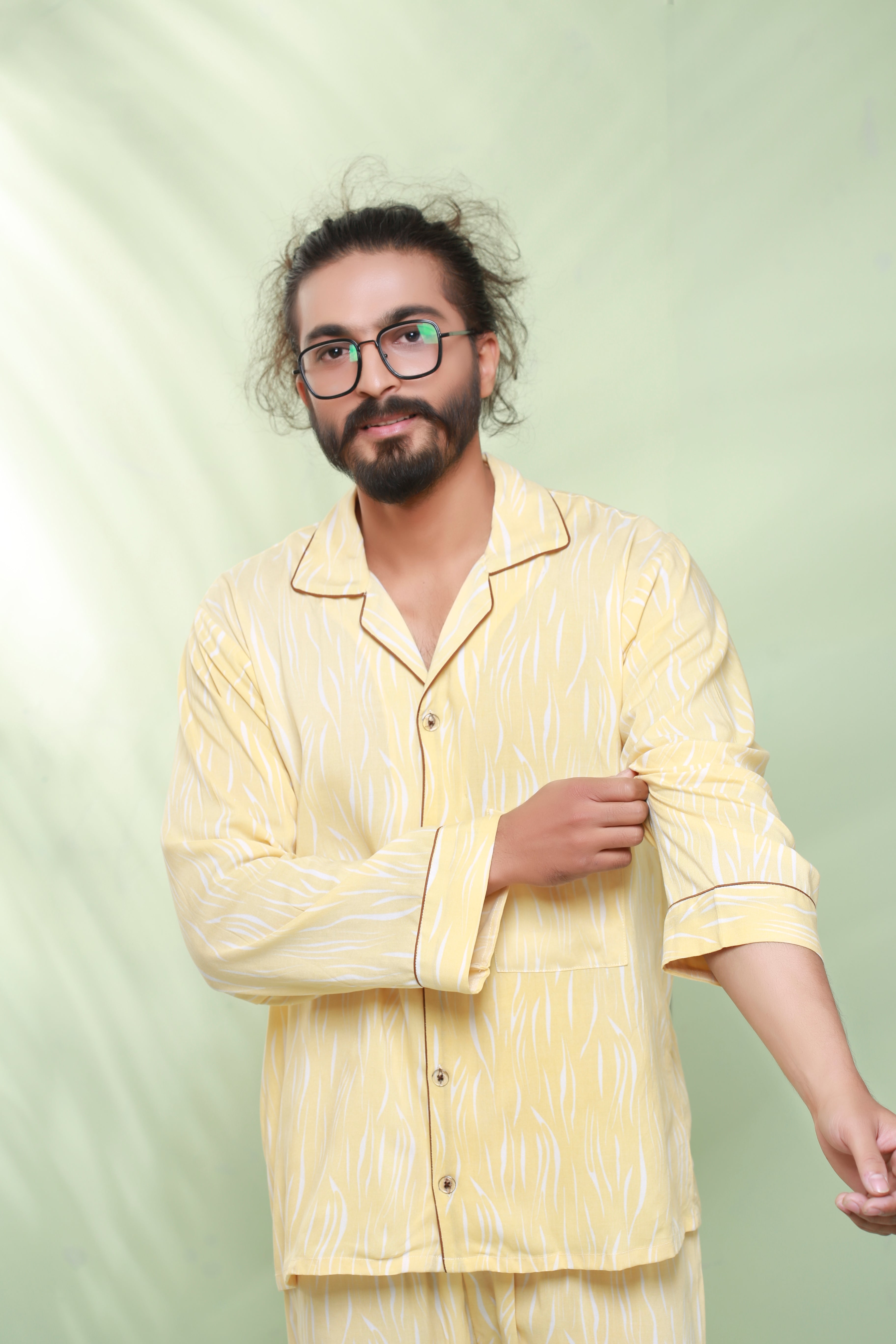 Yellow Night Suit For Men's Secondary image