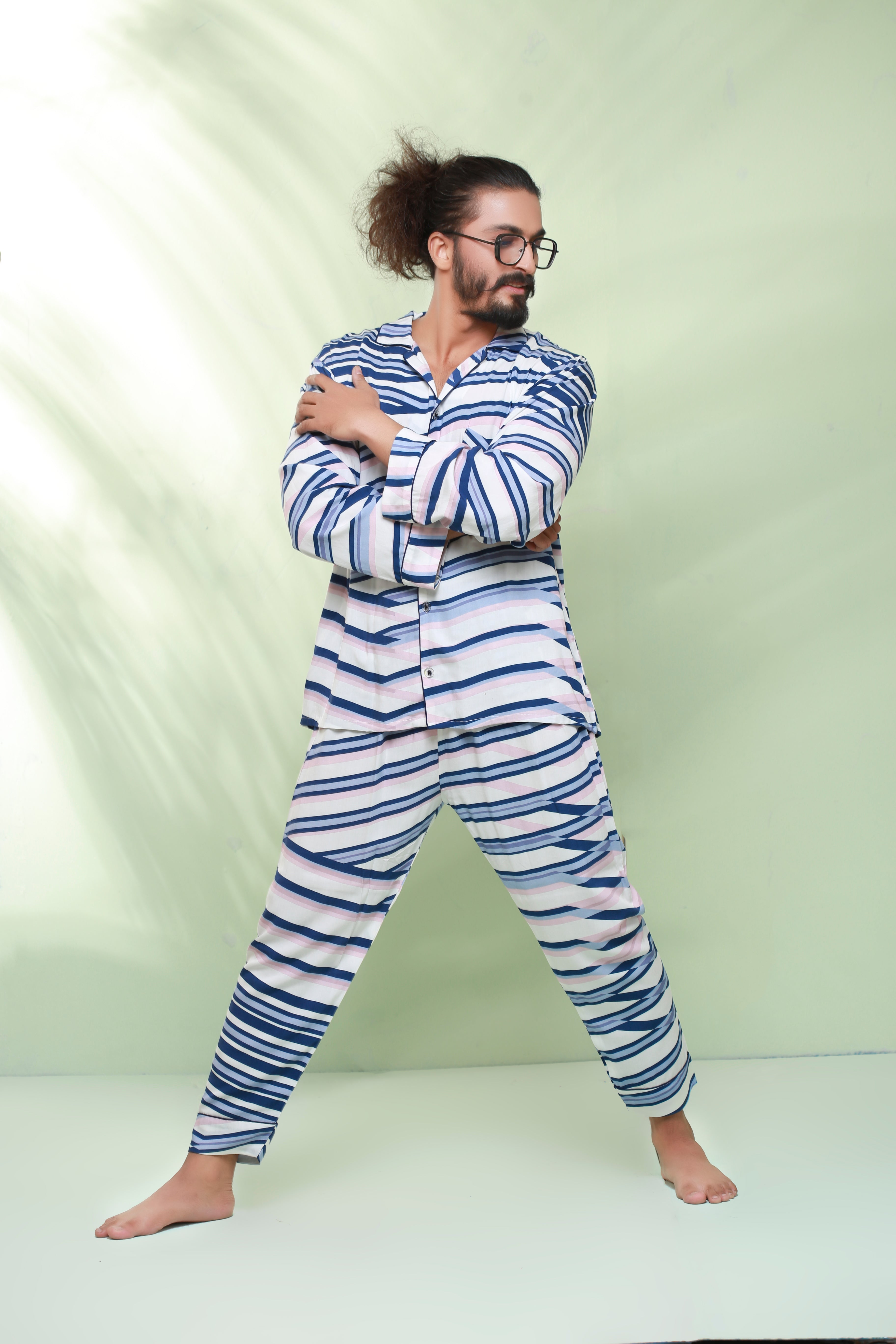 Blue Stripe Night Suit
