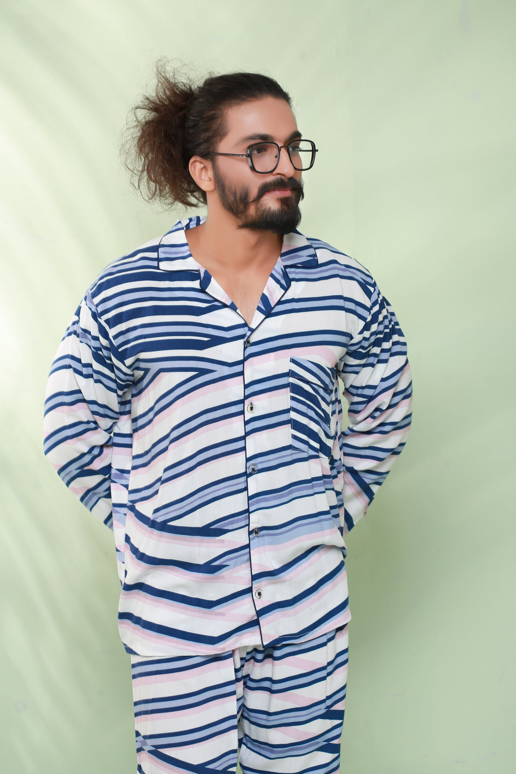 Blue Stripe Night Suit
