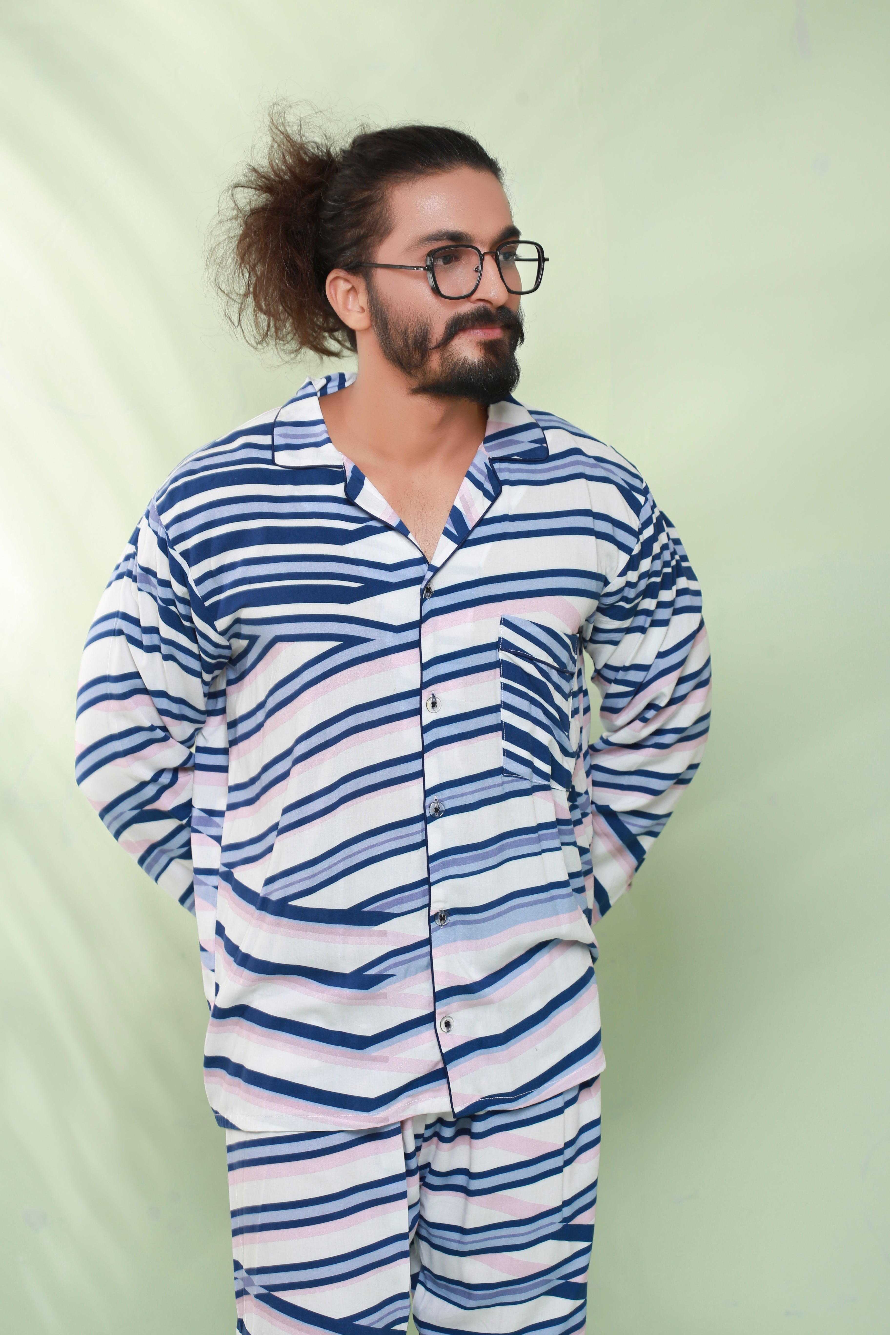 Blue Stripe Night Suit