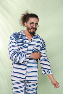 Blue Stripe Night Suit