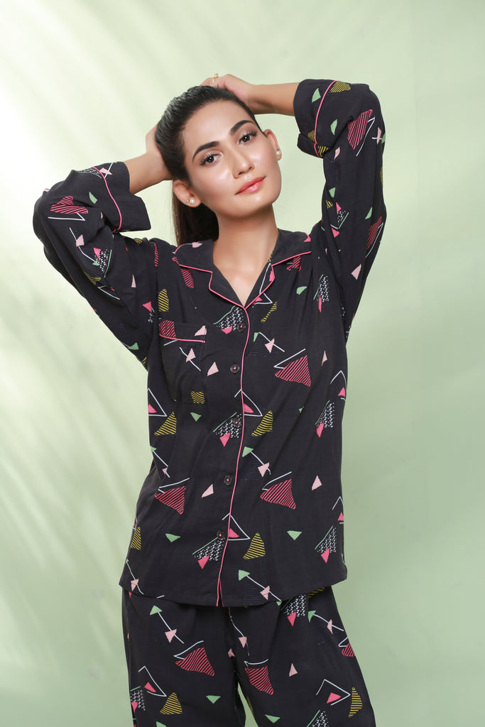 Triangle Pettern Night Suit