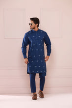 Load image into Gallery viewer, Blue Embroidery Kurta Pajama For Men&#39;s