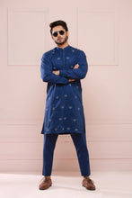 Load image into Gallery viewer, Blue Embroidery Kurta Pajama For Men&#39;s