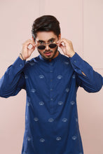 Load image into Gallery viewer, Blue Embroidery Kurta Pajama For Men&#39;s