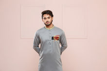 Load image into Gallery viewer, Grey Embroidery Kurta Pajama For Men&#39;s