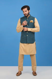 Green Waist Coat For Men's