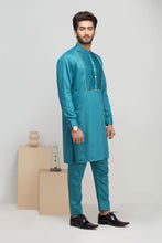 Load image into Gallery viewer, Sea Green Front Style Kurta Pajama For Men&#39;s