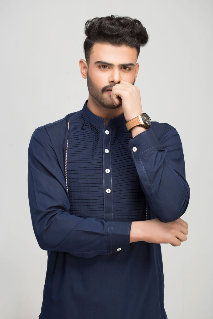 Navy Blue Stylish Kurta Pajama For Men's