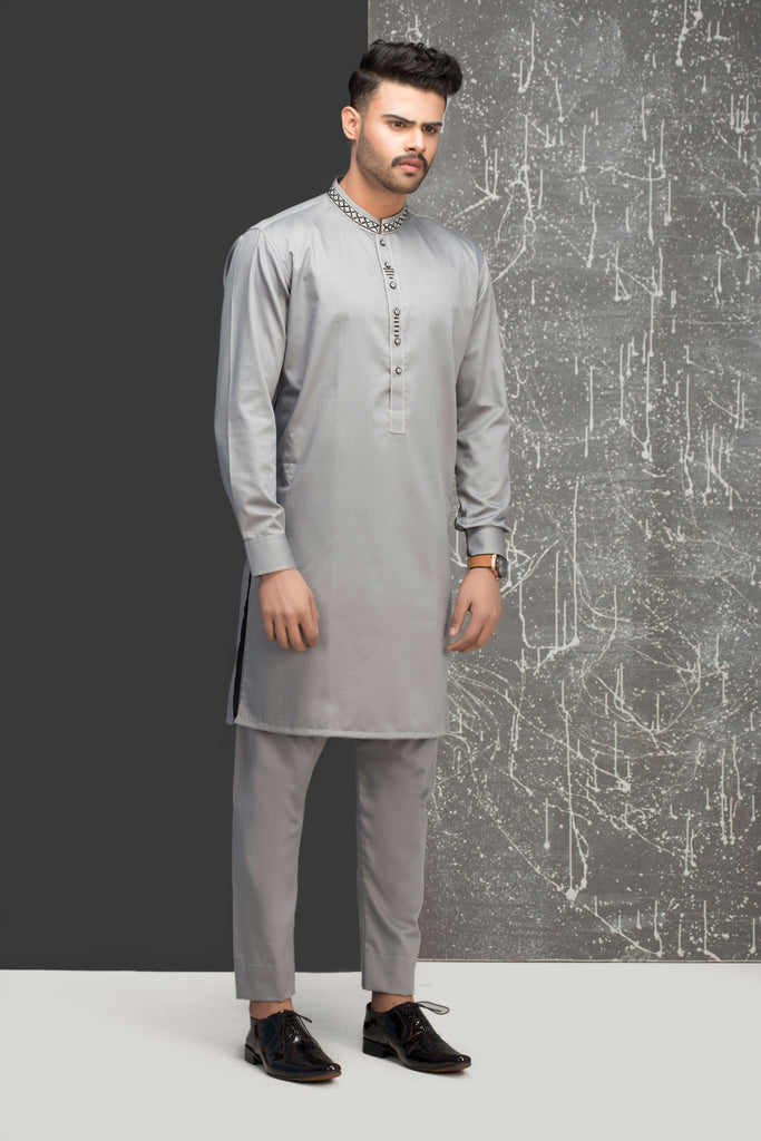 Grey Stylish Kurta Pajama For Men's