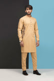 Khaki Side Embroidery Kurta Pajama For Men's