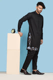 Black Embroidery Kurta Pajama For Men's