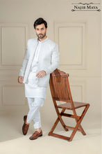 Load image into Gallery viewer, White Embroidered Prince Coat For Men&#39;s