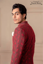 Load image into Gallery viewer, Maroon Classic Embroidered Prince Coat For Men&#39;s