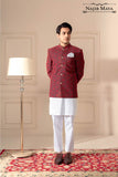 Maroon Classic Embroidered Prince Coat For Men's