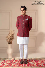 Load image into Gallery viewer, Maroon Classic Embroidered Prince Coat For Men&#39;s