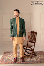 Load image into Gallery viewer, Green Sequence Prince Coat For Men&#39;s