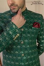 Load image into Gallery viewer, Green Embroidered Prince Coat For Men&#39;s