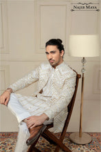 Load image into Gallery viewer, White Sequence Embroidery Prince Coat For Men&#39;s
