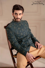 Load image into Gallery viewer, Green Embroidered Prince Coat For Men&#39;s