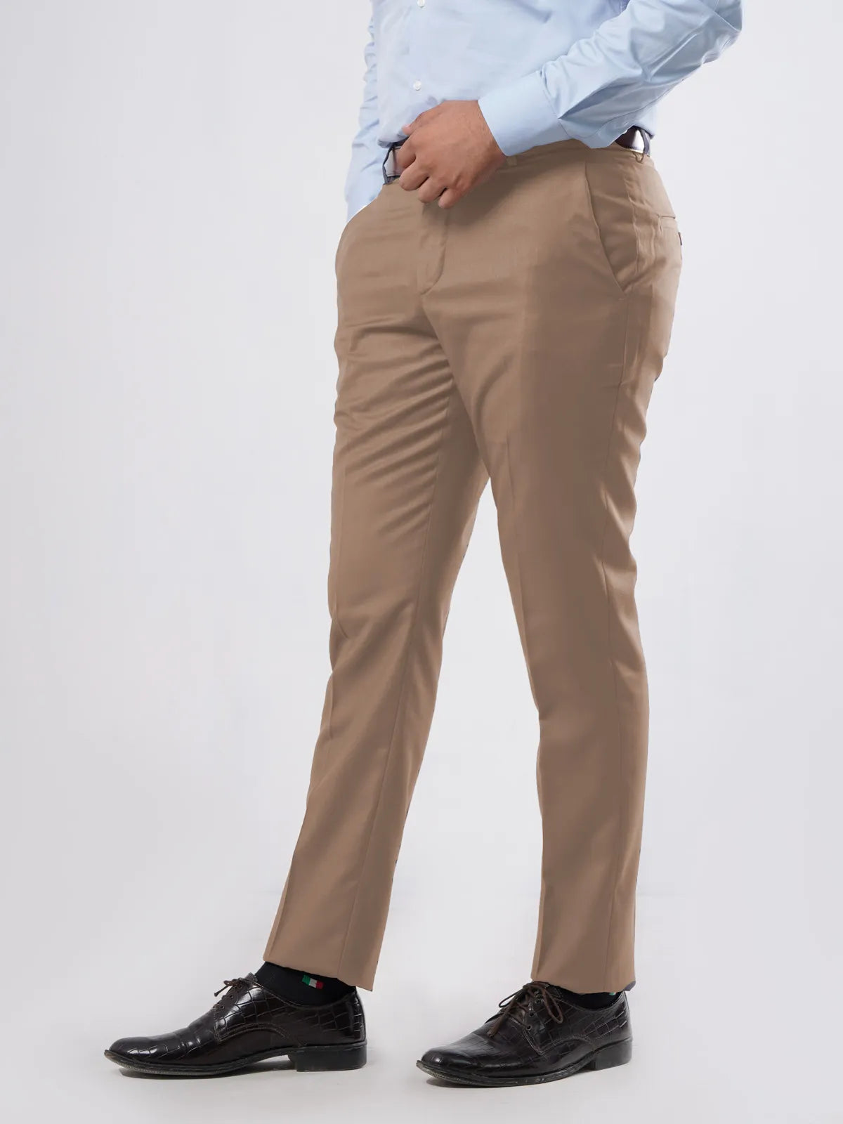 Light Beige Self Formal Dress Pant For Men's – Najib Maya