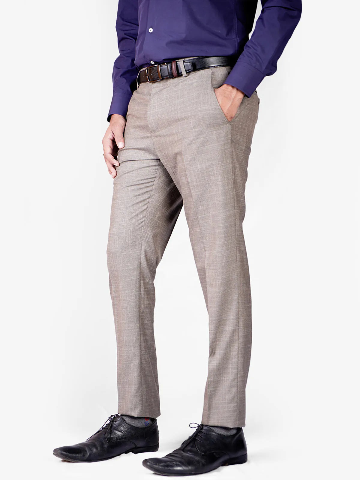 Light Brown Self Formal Dress Pant For Men's Main image