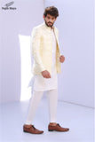 Off White Front Open Sequence Emboridery Prince Coat For Men's