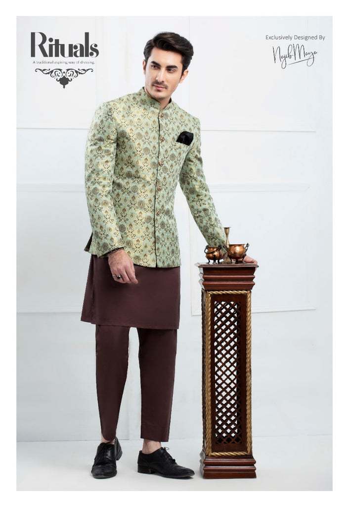 Pistachio Color Stylish Prince Coat For Men's