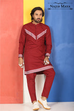 Load image into Gallery viewer, Maroon Front Lining Classic Kurta Pajama For Men&#39;s