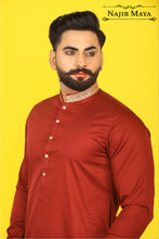 Load image into Gallery viewer, Maroon Stylish Embroidered Kurta Pajama For Men&#39;s