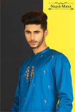 Load image into Gallery viewer, Blue Embroidered Kurta Pajama For Men&#39;s