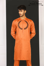 Load image into Gallery viewer, Orange Front Embroidered Kurta Pajama For Men&#39;s