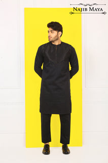 Black Kurta Pajama For Men's