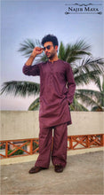 Load image into Gallery viewer, Burgundy Kurta With Bell Bottom Pajama For Men&#39;s