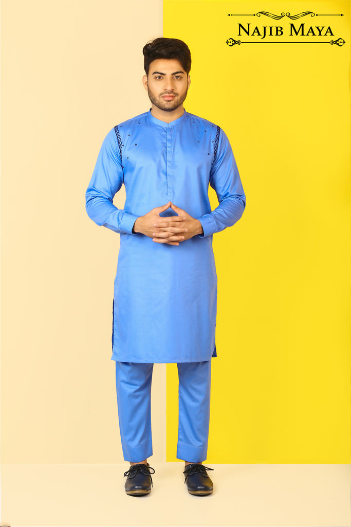 Sky Blue Elegant Kurta Pajama For Men's