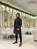 Black Embroidery Sherwani For Men's