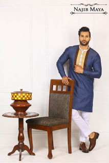Polka Dot Kurta With White Pajama For Men's