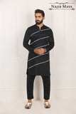 Black Lining Kurta Pajama For Men's