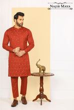 Load image into Gallery viewer, Maroon Embroidered Kurta Pajama For Men&#39;s