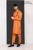 Orange Front Embroidered Kurta Pajama For Men's