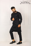 Black Stylish Collar Kurta Pajama For Men's