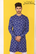 Load image into Gallery viewer, Blue Print Kurta With White Pajama For Men&#39;s