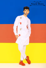Load image into Gallery viewer, White Leaf Embroidery Kurta Pajama For Men&#39;s