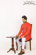 Load image into Gallery viewer, Red Kurta  With White Pajama For Men&#39;s