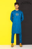 Blue Embroidered Kurta Pajama For Men's